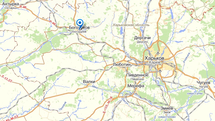 Богодухов на карте