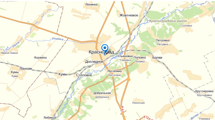 Красноград на карте