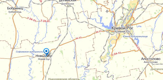 Новый Буг на карте