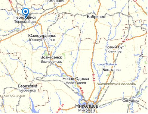 Первомайск на карте