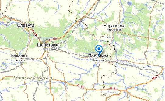 Полонное на карте