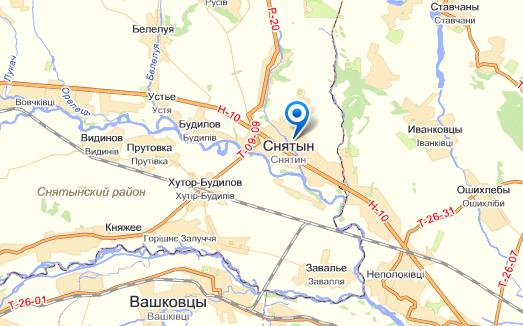 Снятин на карте