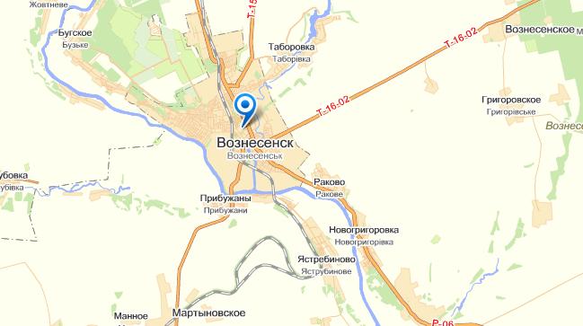 Вознесенск на карте