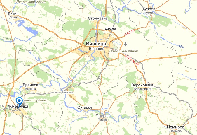 Жмеринка на карте
