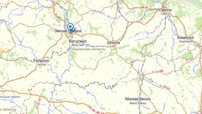 Звенигородка на карте