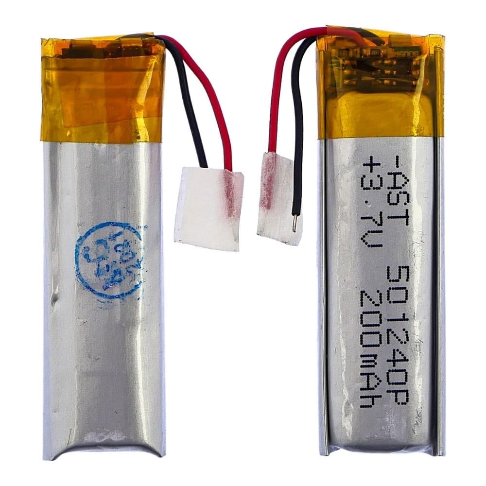 Акумулятор 501240P, універсальний, з контролером, 5.2 х 12 х 40 мм, 200 mAh, для кейсов навушників, блютуз гарнитур, MP3-плееров | АКБ, батарея, аккумулятор