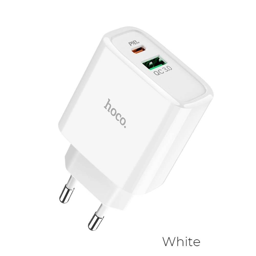 Сетевое зарядное устройство Hoco C57A, Power Delivery, Quick Charge 3.0, 18 Вт, белое