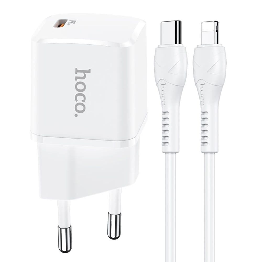 Сетевое зарядное устройство Hoco N10, Power Delivery (20 Вт), 3.0 А, Type-C на Lightning, белое