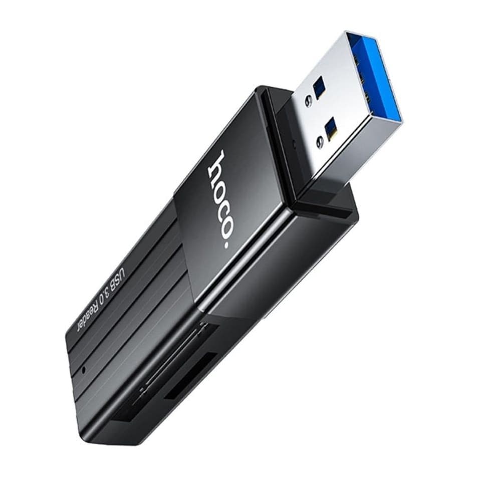 Адаптер Hoco HB20, картридер, USB 3.0 - SD/ TF, чорний