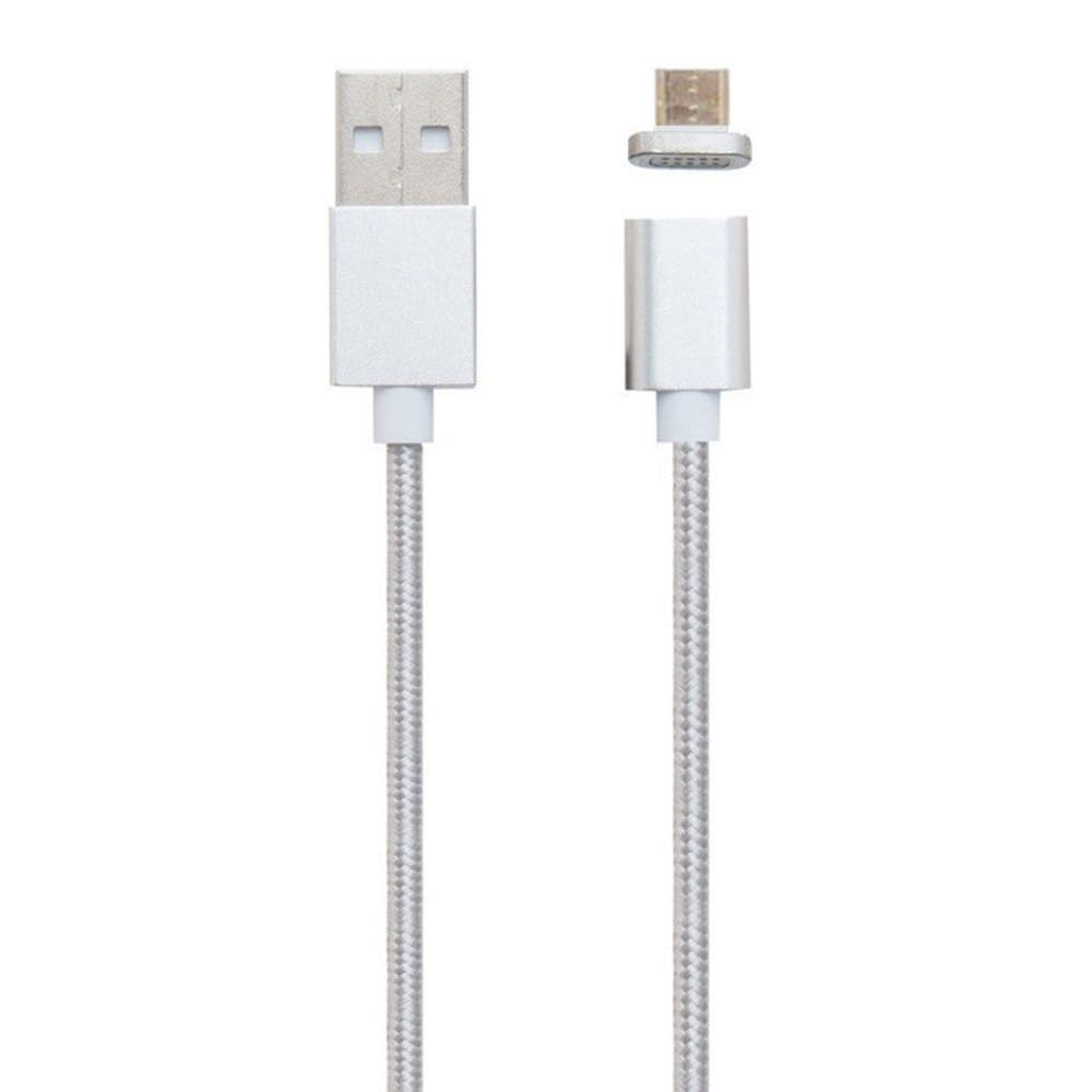 USB-кабель Clip-On, Micro-USB, магнитный, 100 см, серебристый