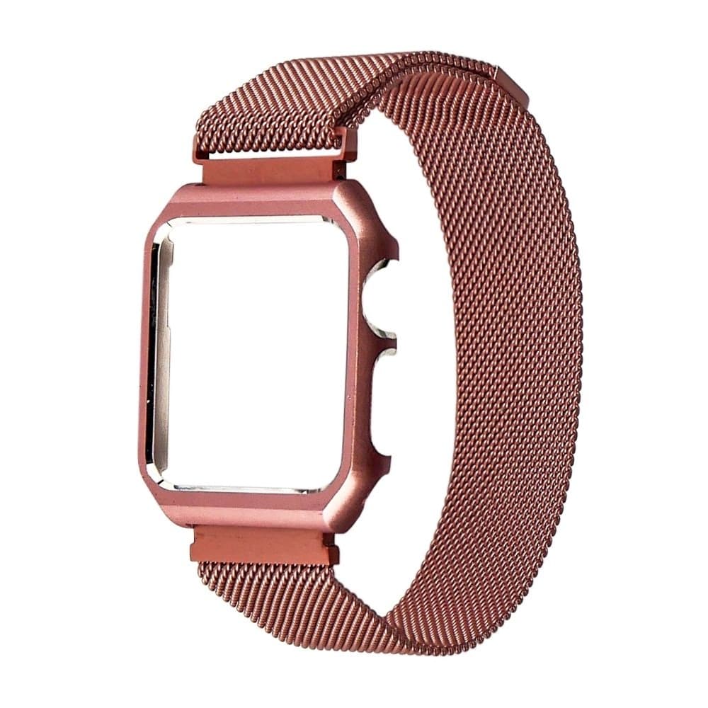 Ремешок Миланская петля с защитной рамкой для Apple Watch 44mm, рожевий