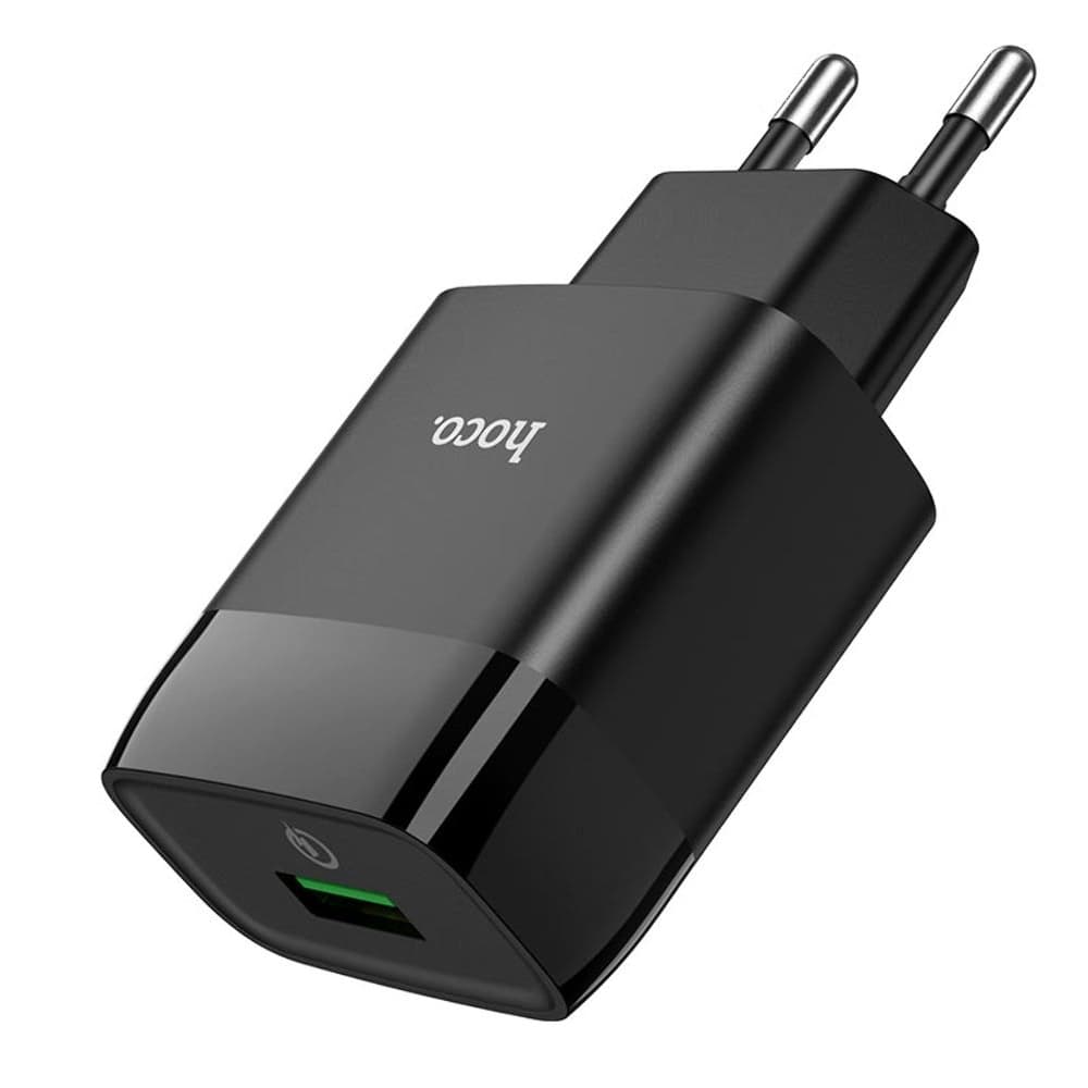 Сетевое зарядное устройство Hoco C72Q, 1 USB, 3.0 А, 18 Вт, Quick Charge 3.0, черное