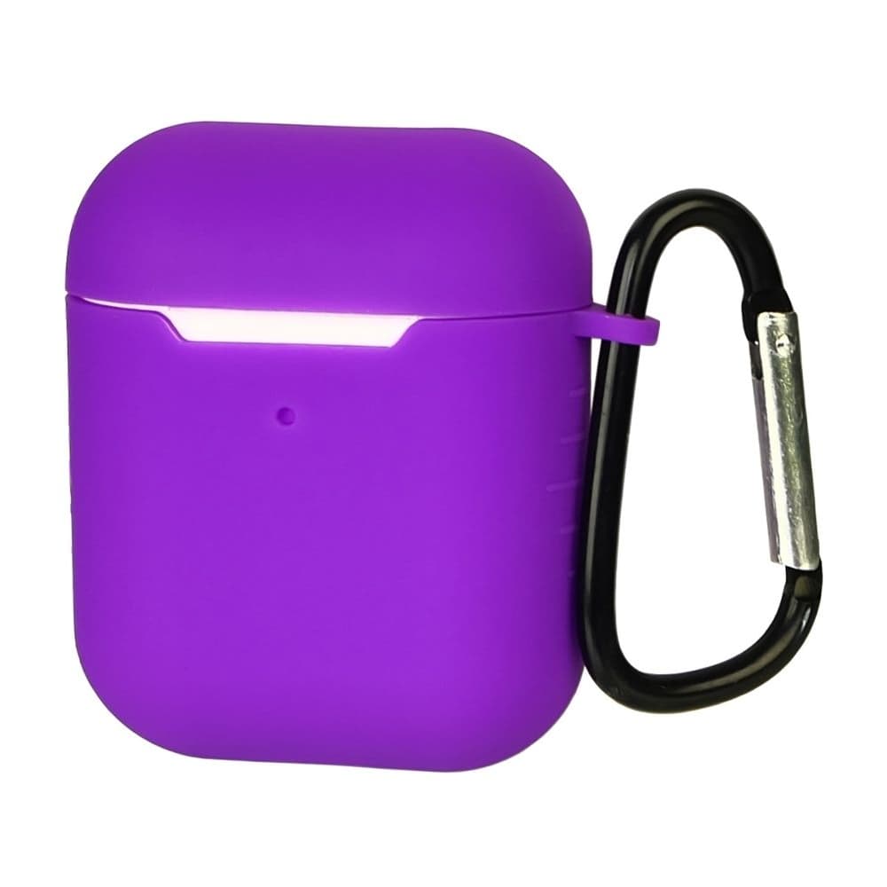 Чехол силиконовый с карабином для Apple AirPods, AirPods 2, фіолетовий
