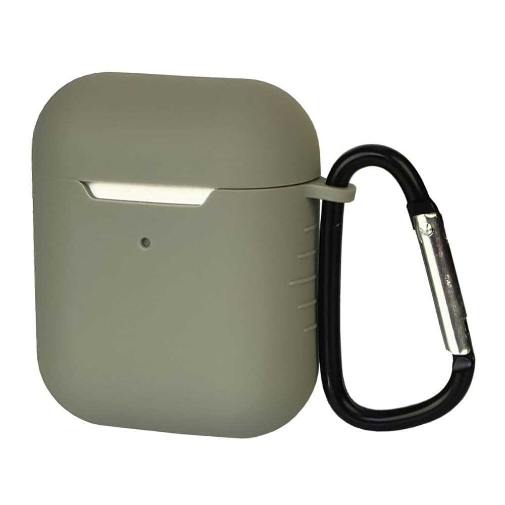Чехол силиконовый с карабином для Apple AirPods, AirPods 2, сірий