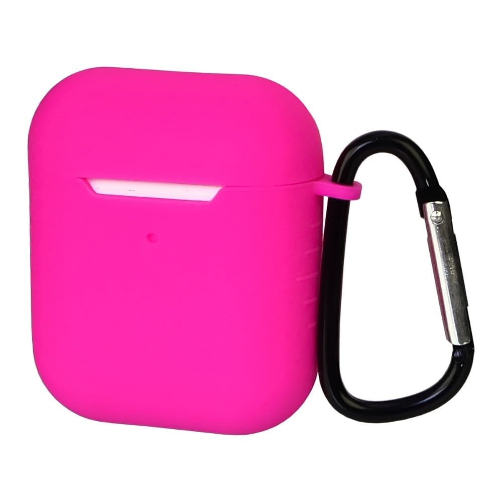 Чехол силиконовый с карабином для Apple AirPods, AirPods 2, рожевий