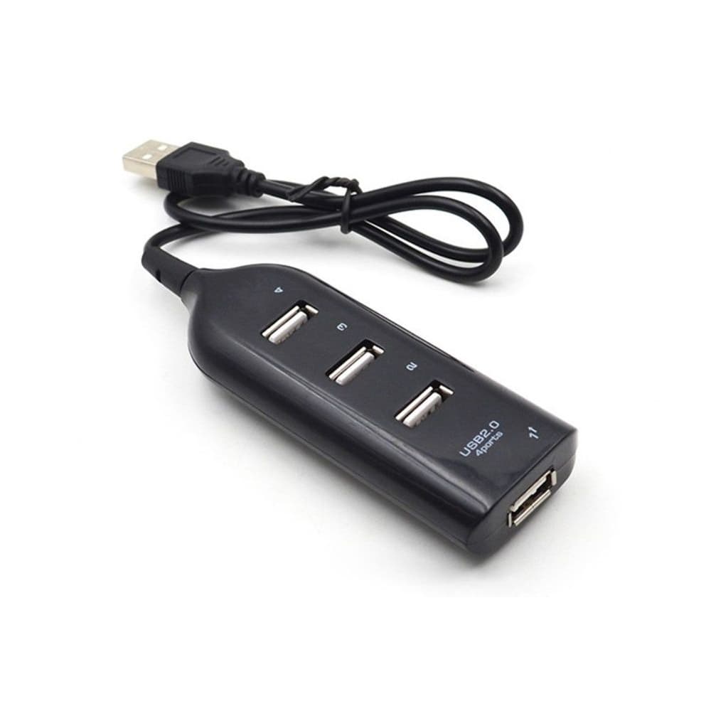 Мультиадаптер USB на 4 USB 2.0 (F), 100 см, чорний | USB-хаб