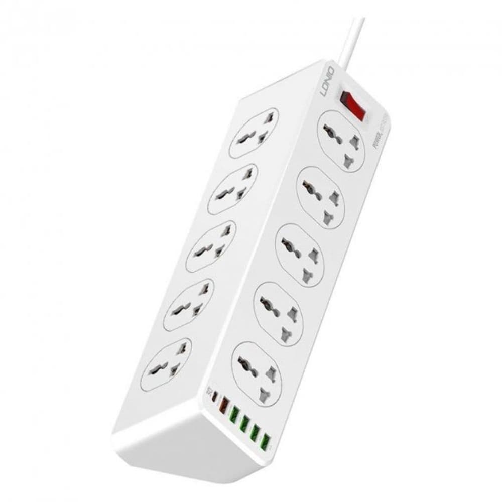 Сетевой удлинитель Ldnio SC10610EU, 10 розеток, 5 USB, 1 USB-C, 5V, 10A, 18 Вт, кабель 2м