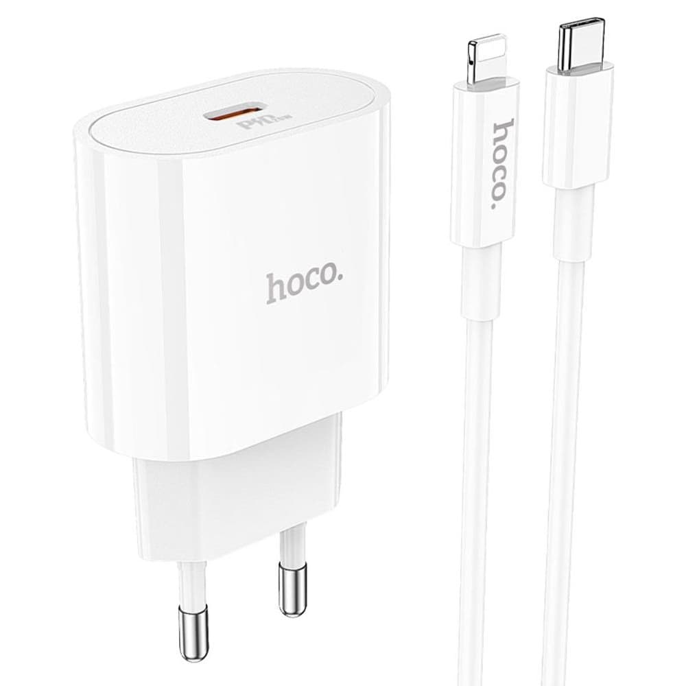 Сетевое зарядное устройство Hoco C94A, Power Delivery (20 Вт), Type-C на Lightning, белое