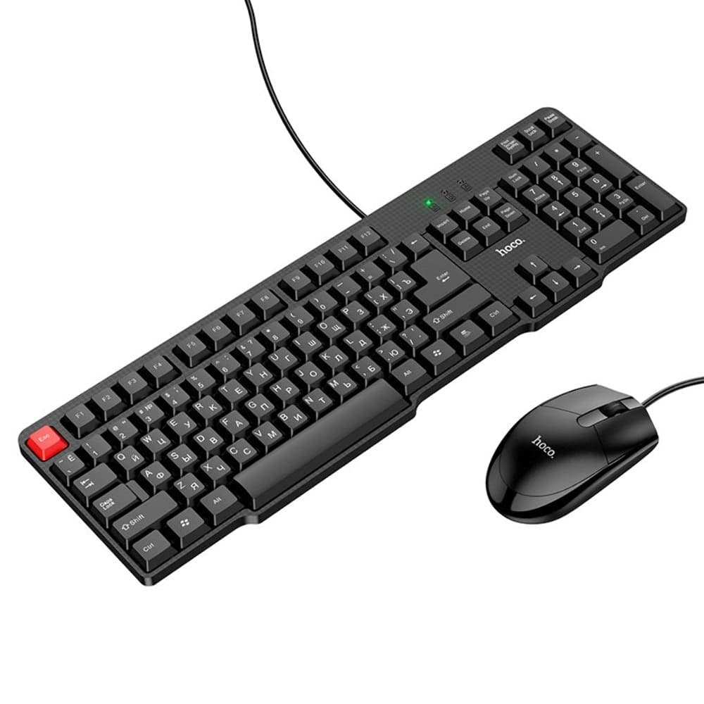 Клавиатура проводная с мышкой Hoco GM16 (RUS/ENG), черная