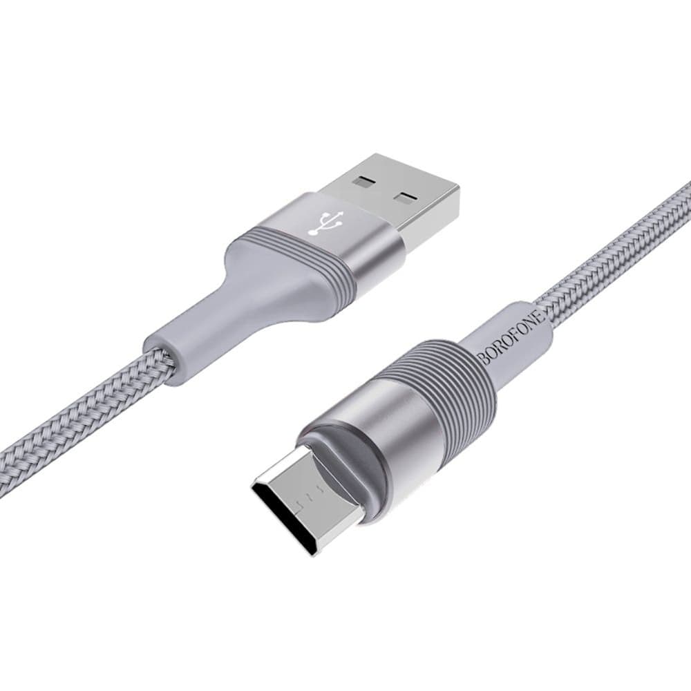 USB-кабель Borofone BX21, Micro-USB, 2.4 А, 100 см, сірий