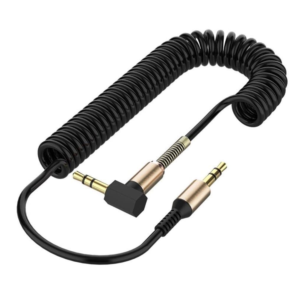 AUX-кабель SP-206, Jack 3.5 на Jack 3.5, 150 см, пружинный, чорний