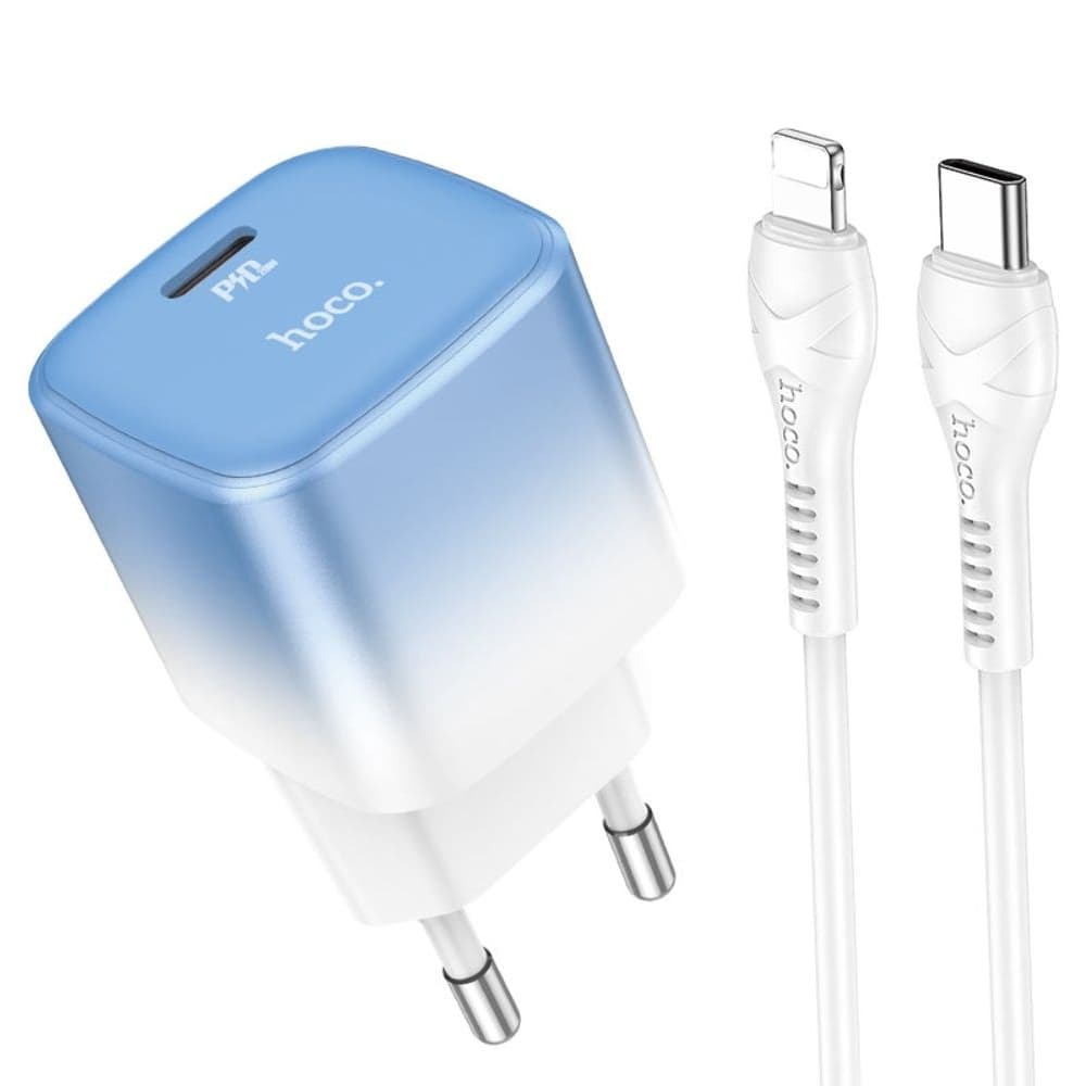Сетевое зарядное устройство Hoco C101A, Power Delivery (20 Вт), Type-C на Lightning, синее