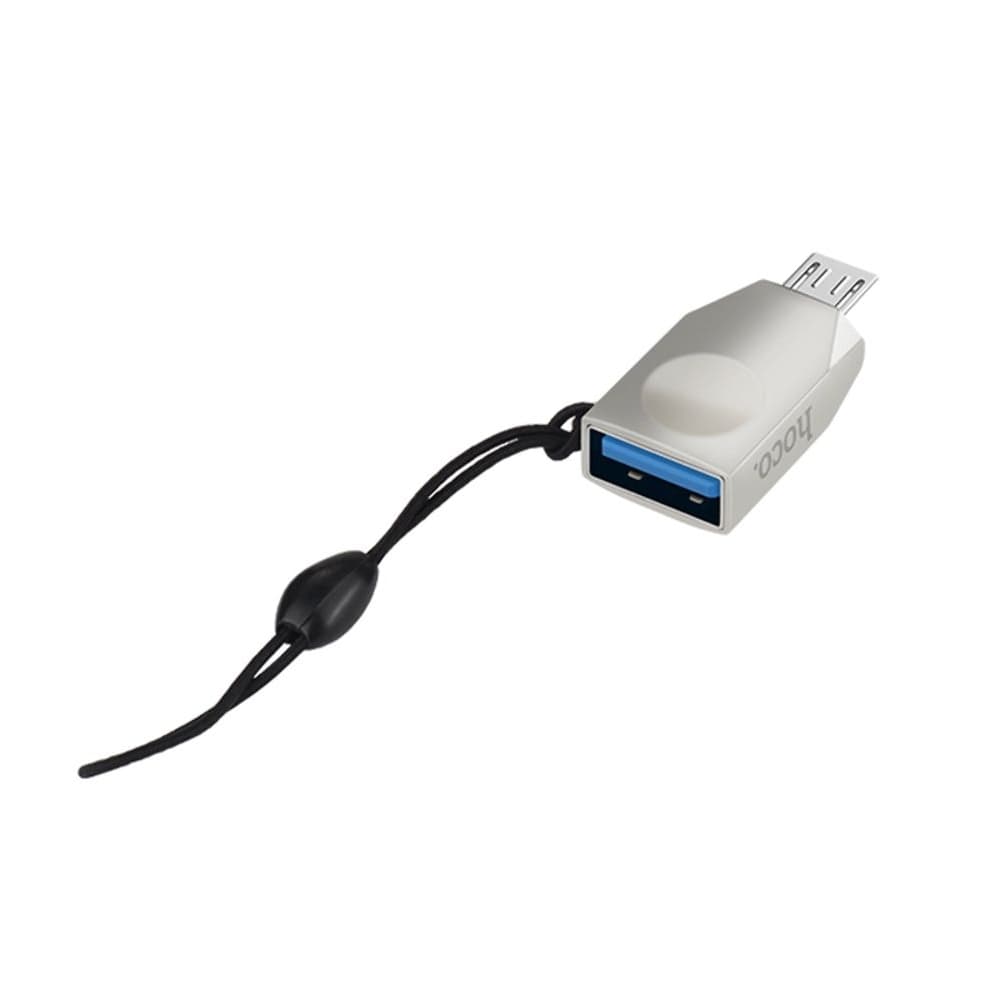 Адаптер-переходник Hoco UA10, Micro-USB на USB 3.0 (F), серебристый | OTG-переходник без провода