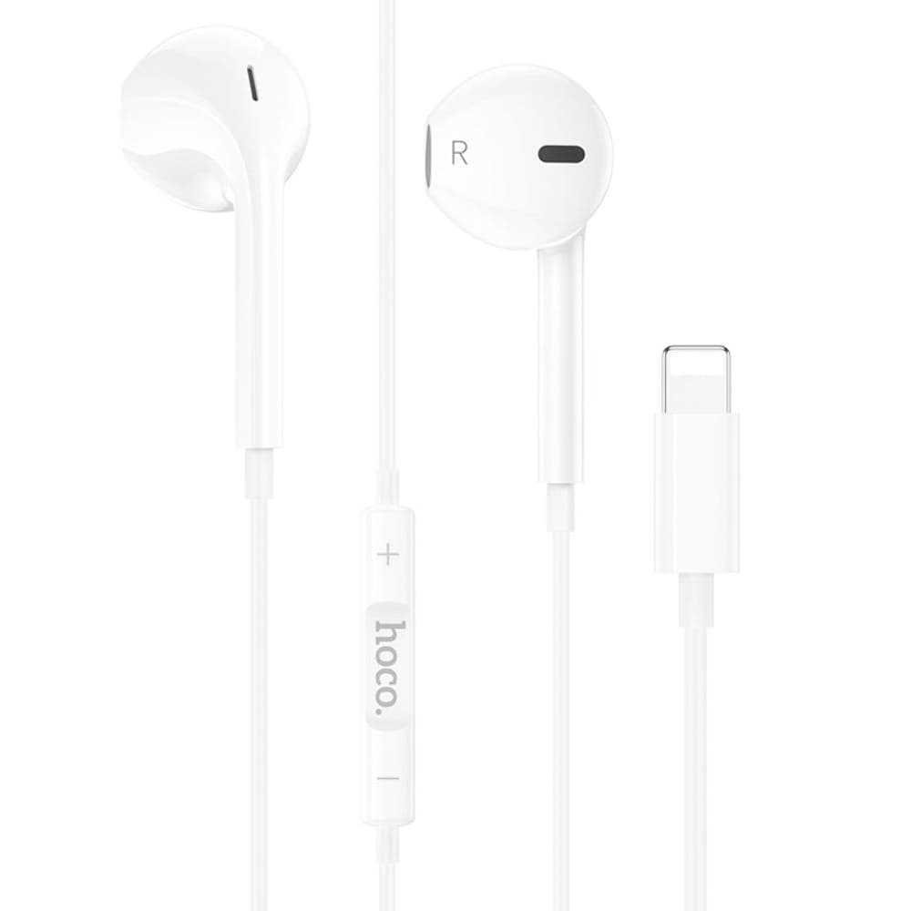 Наушники Hoco M80, проводные, вкладыши, с микрофоном, Lightning, белые