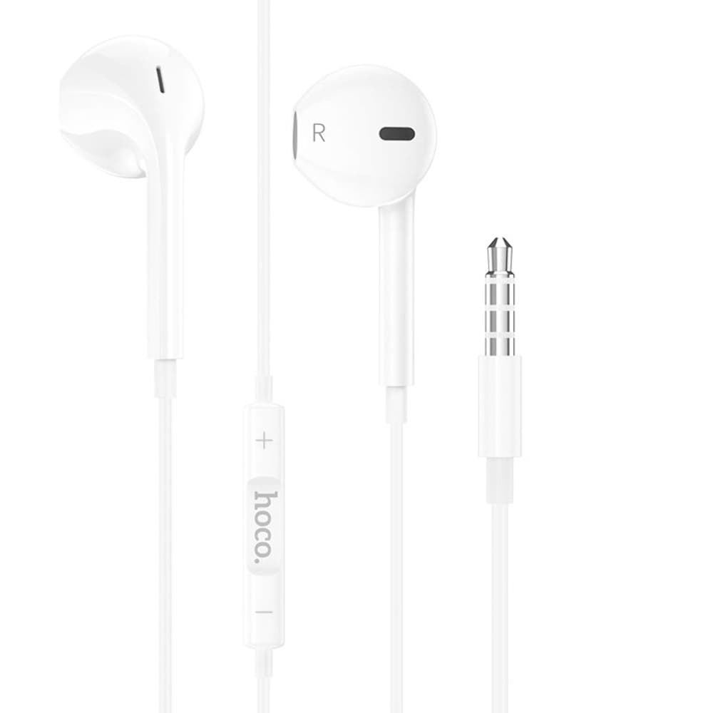 Наушники Hoco M80, проводные, вкладыши, с микрофоном, Jack 3.5, белые