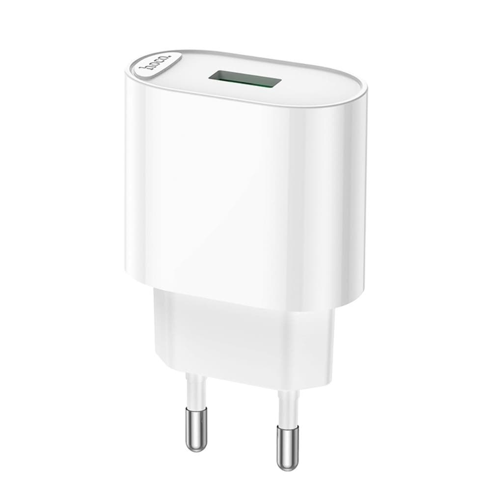 Сетевое зарядное устройство Hoco C109A, 1 USB, Quick Charge 3.0, 18 Вт, без кабеля, белое