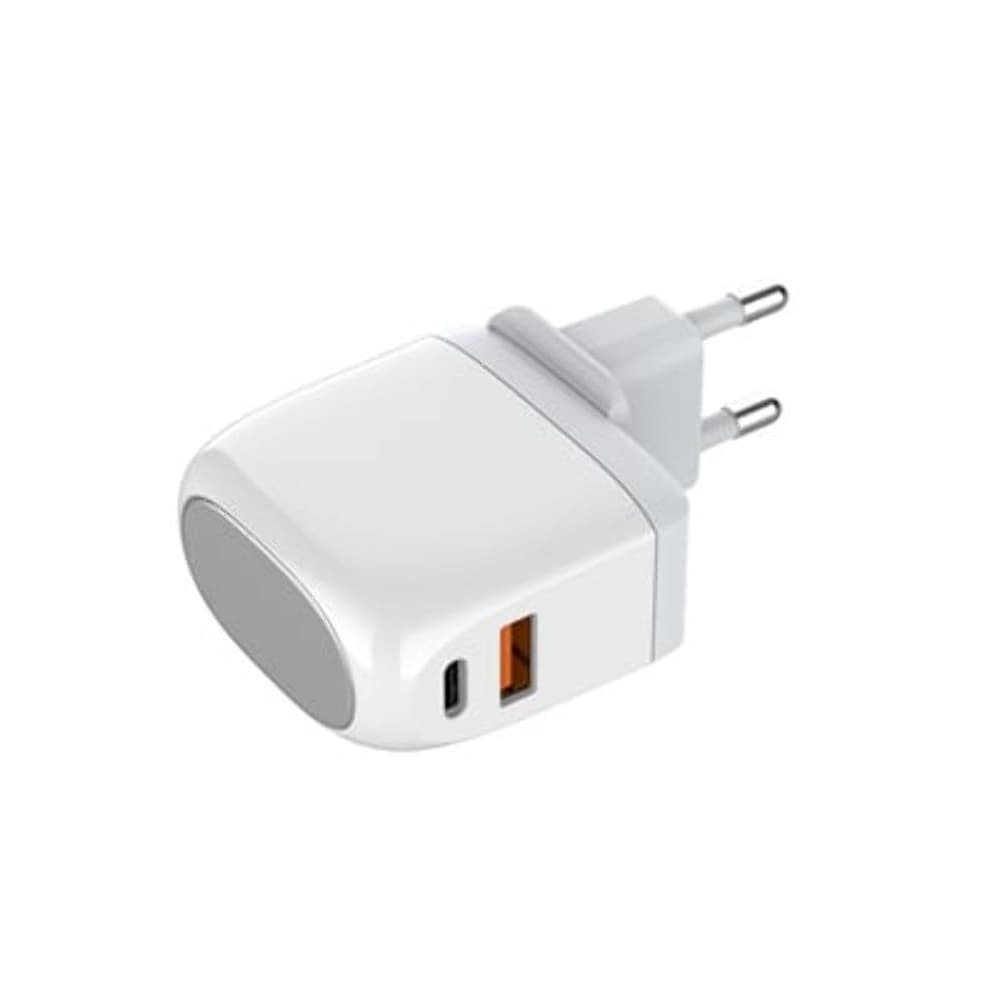 Сетевое зарядное устройство Ldnio A2522C, 1 USB, 1 Type-C, Quick Charge, Power Delivery, 30 Вт, с дисплеем, белое, с кабелем Type-C на Lightning