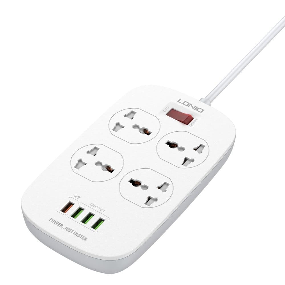 Сетевое зарядное устройство, удлинитель Ldnio SC4407, 4 USB, 4 розетки, 200 см, білий