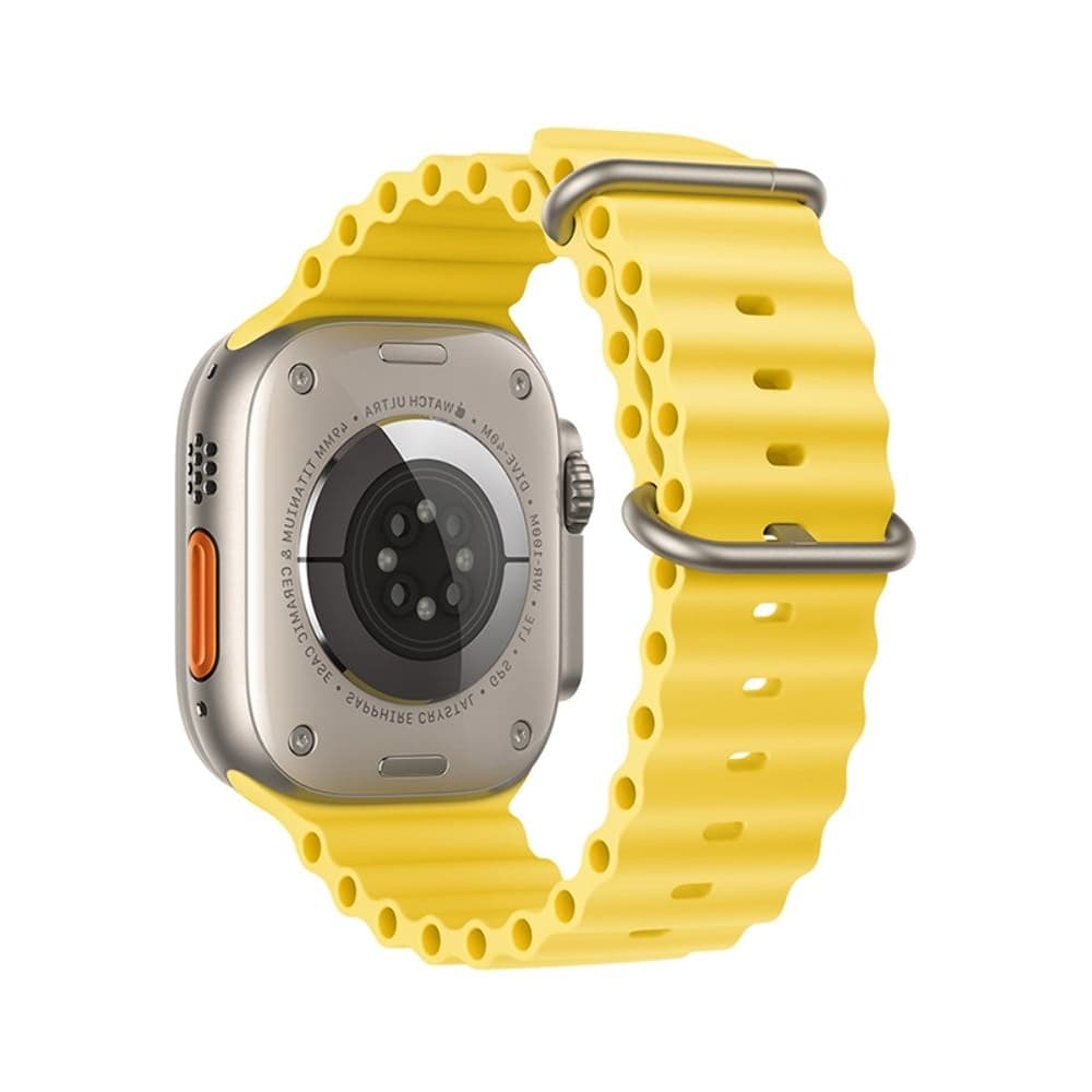 Ремінець силіконовий Hoco iWatch WA12 marine double buckle, 42, 44, 45, 49 мм, жовтий | ремешок силиконовый