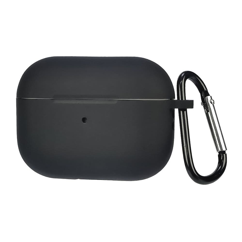 Чехол силиконовый с карабином Apple AirPods Pro 2, чорний, Люкс