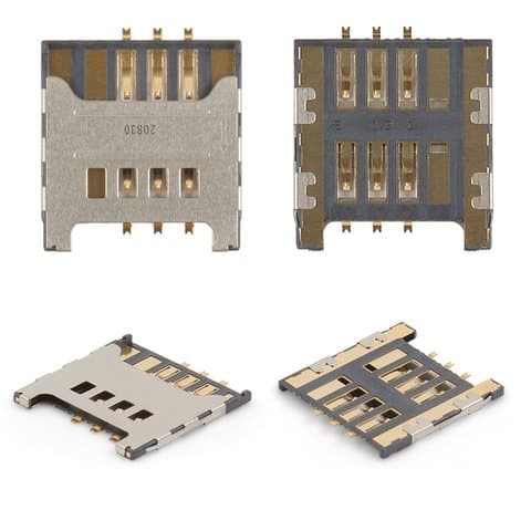 Коннектор SIM-карты Samsung GT-C3222, GT-C3350, GT-C3530, GT-C3750, GT-C3752, GT-E1050, GT-E1230, GT-E1232, GT-E2222, GT-E2530, GT-E2600, GT-E2652, GT-E3210, GT-i5510, GT-i9000 Galaxy S, GT-i9001 Galaxy S Plus, GT-i9220 Galaxy Note, GT-N7000 Note, GT