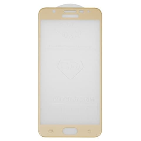 Закаленное защитное стекло Samsung SM-G610 Galaxy J7 Prime, 5D, Full Glue (клей по всей площади стекла), золотистий, совместимо с чехлом