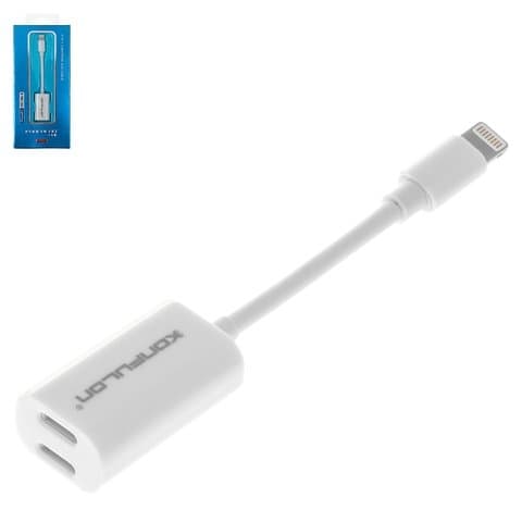 Адаптер Konfulon Z11, не поддерживает функции микрофона, Lightning на Dual Lightning 2 в1, Lightning, білий