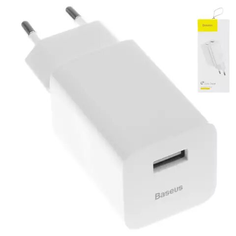 Сетевое зарядное устройство Baseus Wall Charger, Quick Charge, 220 В, 24 Вт, (USB выход 5В 3А/9В 2.66А/12В 2А), белое, CCALL-BX02