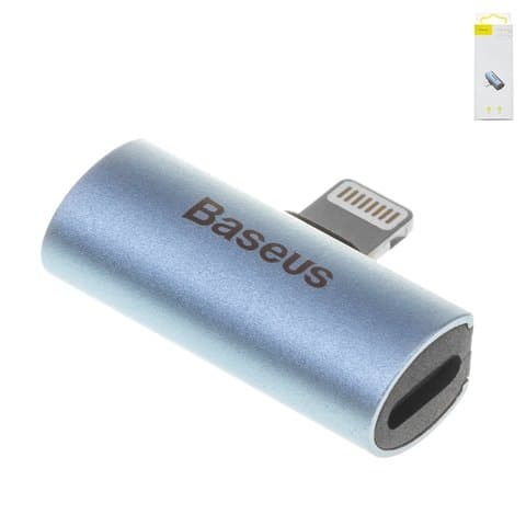 Адаптер Baseus L46, не поддерживает функции микрофона, Lightning на Dual Lightning 2 в1, Lightning, синій, 2 A, #CAL46-03