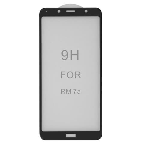 Закаленное защитное стекло Xiaomi Redmi 7A, MZB7995IN, M1903C3EG, M1903C3EH, M1903C3EI, черное, 5D, Full Glue (клей по всей площади стекла), совместимо с чехлом