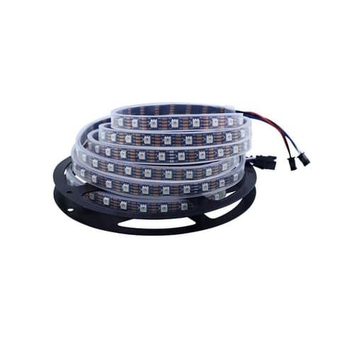 Светодиодная лента, IP67, RGB, SMD 5050, WS 2815, с управлением, черная, 12 В, 60 д/м, 5 м