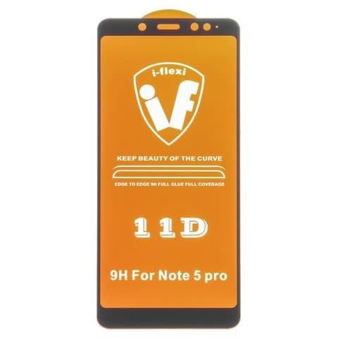 Закаленное защитное стекло Xiaomi Redmi Note 5, Redmi Note 5 Pro, черное, Full Glue (клей по всей площади стекла), совместимо с чехлом