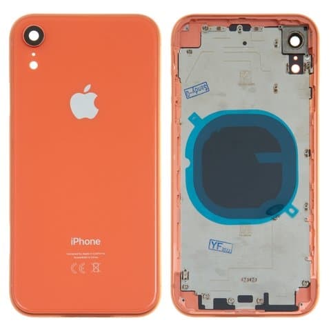 Корпус Apple iPhone XR, помаранчевий, с держателем SIM-карты, с боковыми кнопками