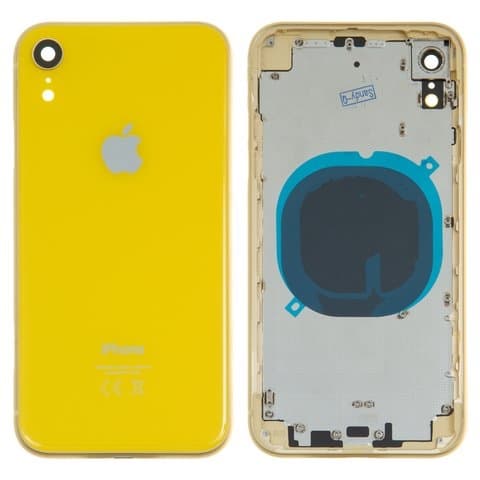 Корпус Apple iPhone XR, жовтий, с держателем SIM-карты, с боковыми кнопками