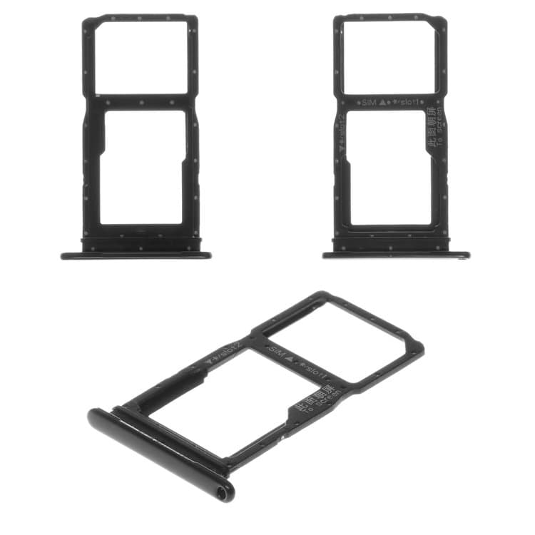 Тримач (лоток) SIM-карты Huawei P Smart Z, чорний, с держателем карты памяти (MMC), Original (PRC) | держатель СИМ-карты