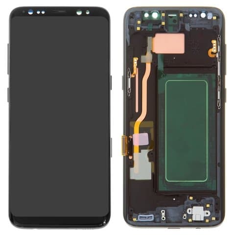 Дисплей Samsung SM-G950 Galaxy S8, чорний, Midnight Black | з тачскріном | в передній панелі | Original (реновація), AMOLED | дисплейный модуль, экран