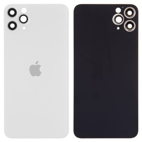 Задня панель Apple iPhone 11 Pro Max, серебристая, біла, Matte Silver, із склом камери, small hole, Original (PRC) | корпус, крышка аккумулятора, АКБ, батареи