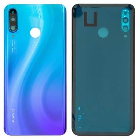 Задняя крышка Huawei P30 Lite, Nova 4e, синяя, фиолетовая, голубая, Peacock Blue, со стеклом камеры, Original (PRC) | корпус, панель аккумулятора, АКБ, батареи