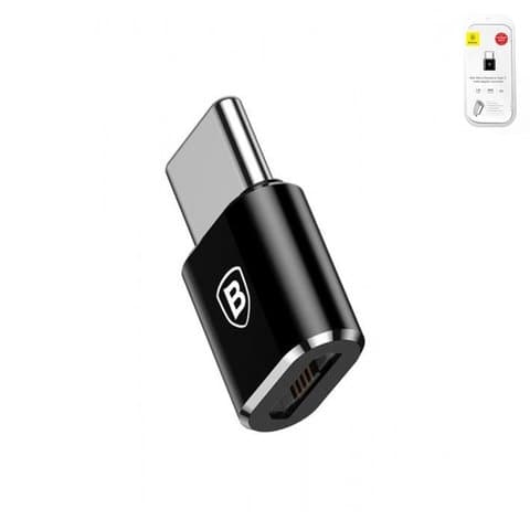OTG-переходник Baseus, Micro-USB на Type-C, чорний, 2.4 А, #CAMOTG-01
