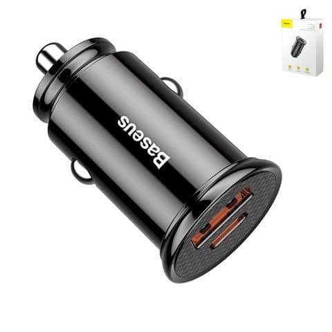 Автомобильний зарядний пристрій Baseus Circular Plastic, Quick Charge, 30 Вт, черное, CCALL-YS01 | зарядка, зарядное устройство